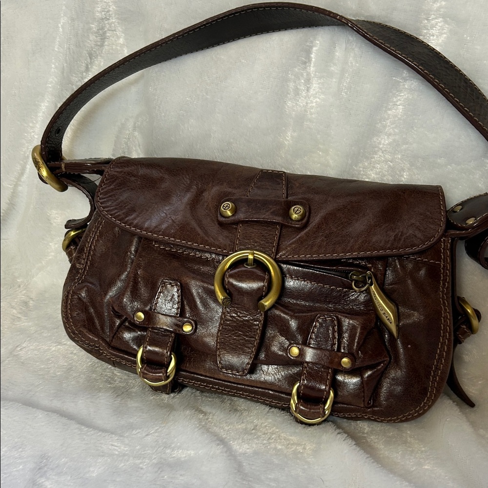 Francesco Biasia Rich Brown Leather Shoulder Bag